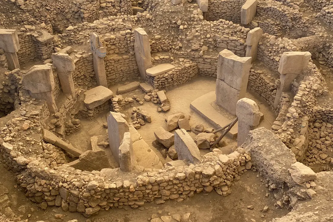 T-shaped pillars and stone enclosures at Göbekli Tepe near Şanlıurfa, Türkiye
